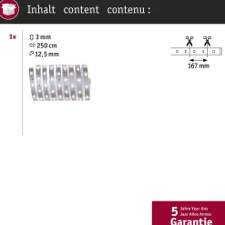 LED-valonauha Paulmann MaxLED 250, 300lm/m, 2700K, eri kokoja