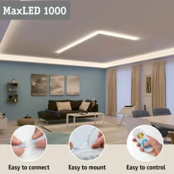 LED-valonauha Paulmann MaxLED 1000, 1m, IP44, 12W, 880lm/m, 6500K