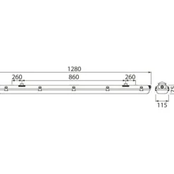LED-yleisvalaisin Airam Generic IP65 2x18W 1280mm valkoinen