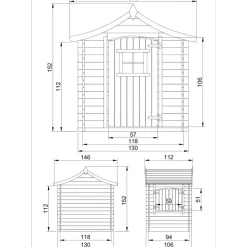 Leikkimökki Timbela M550, 1.1m², eri vaihtoehtoja