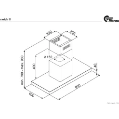 Liesikupu Thermex Harwich II 900mm kattoon ulkoiselle moottorille musta