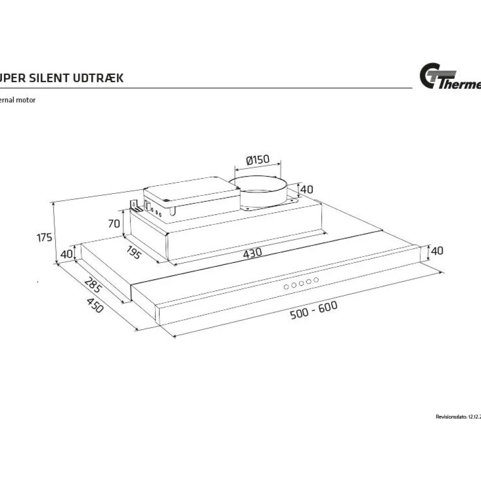 Liesikupu Thermex Super Silent Slider 600mm valkoinen ilmanvaihdon ohjaus/tehostus