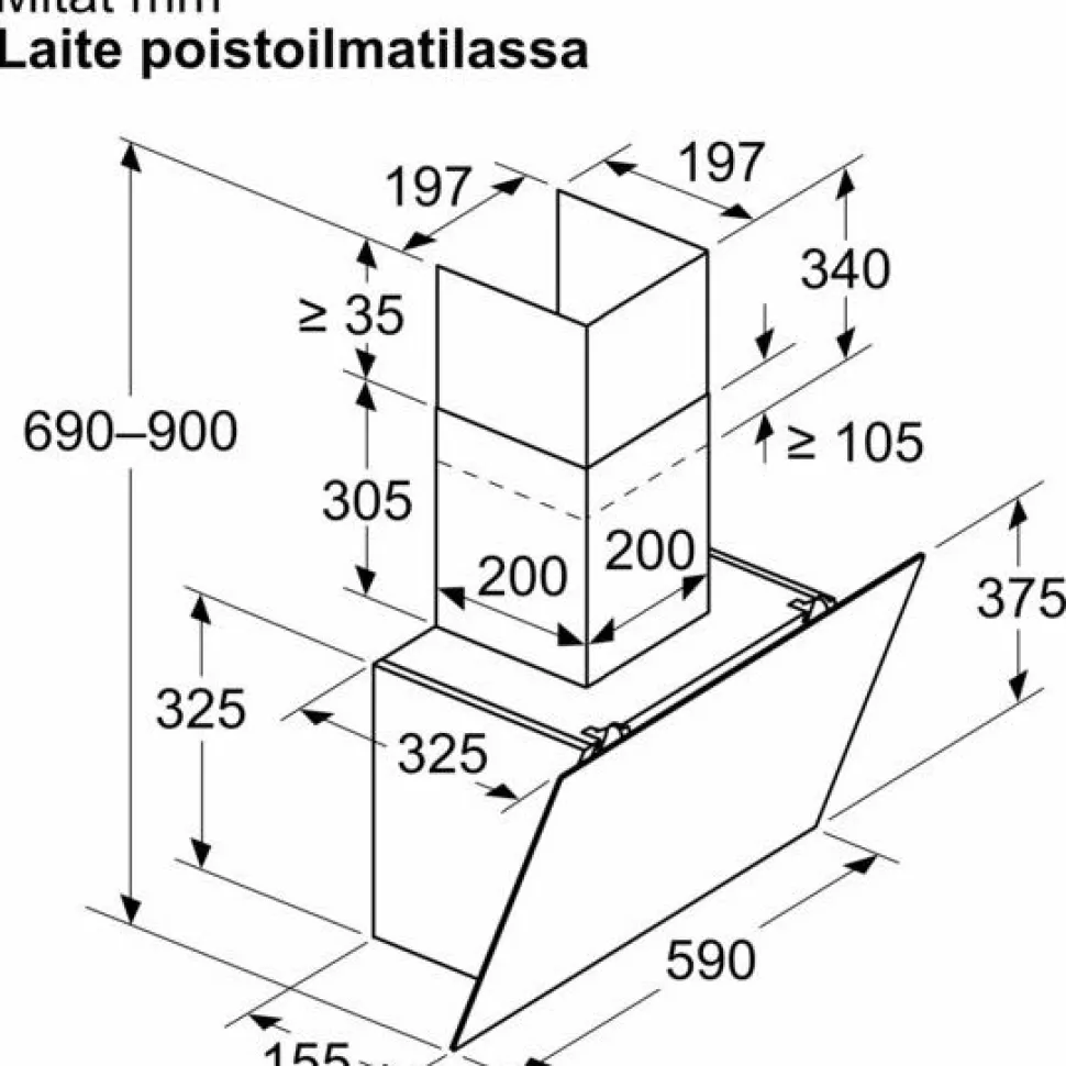 Liesituuletin Bosch Serie 2 DWK65DK60 60cm musta