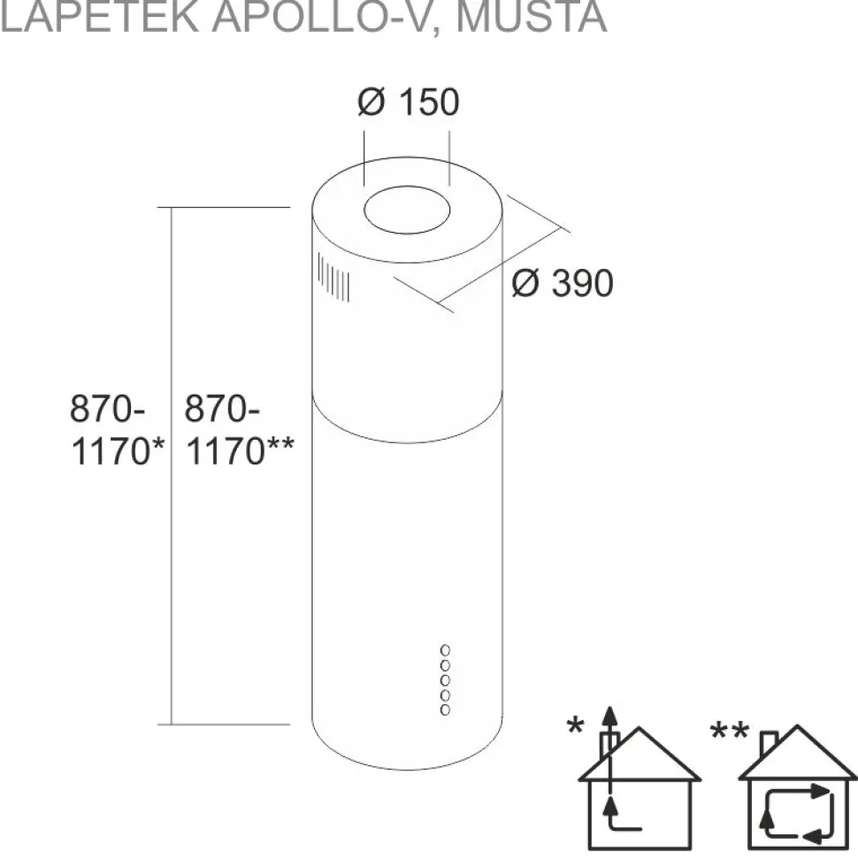 Liesituuletin Lapetek Apollo-V saareke musta