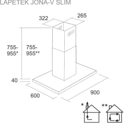 Liesituuletin Lapetek Jona Slim-V 90 saareke musta