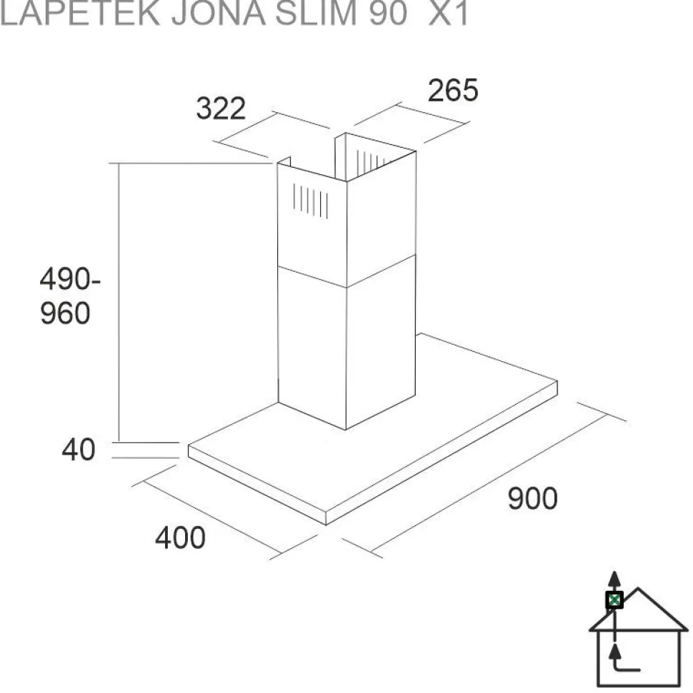 Liesituuletin Lapetek Jona Slim-X1 90EC seinälle eri värejä