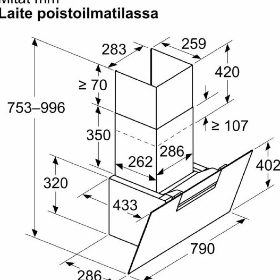 Liesituuletin Siemens iQ300 LC87KFN60 80cm musta lasi