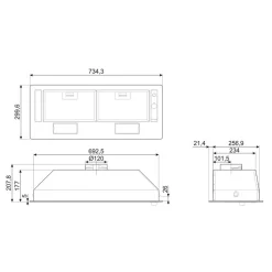 Liesituuletin Smeg KSG70HE, 53.4cm, integroitava, teräs