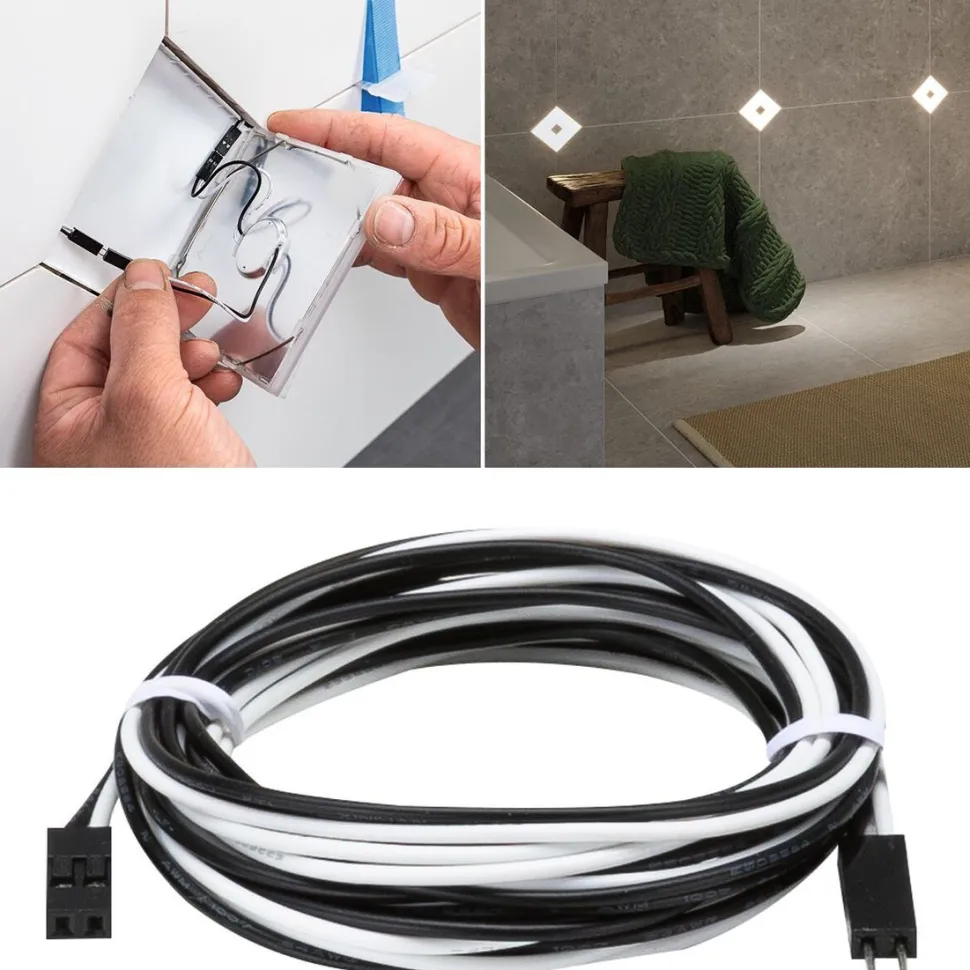 Liitäntäkaapeli Paulmann LumiTiles Square, 12V, musta, eri kokoja