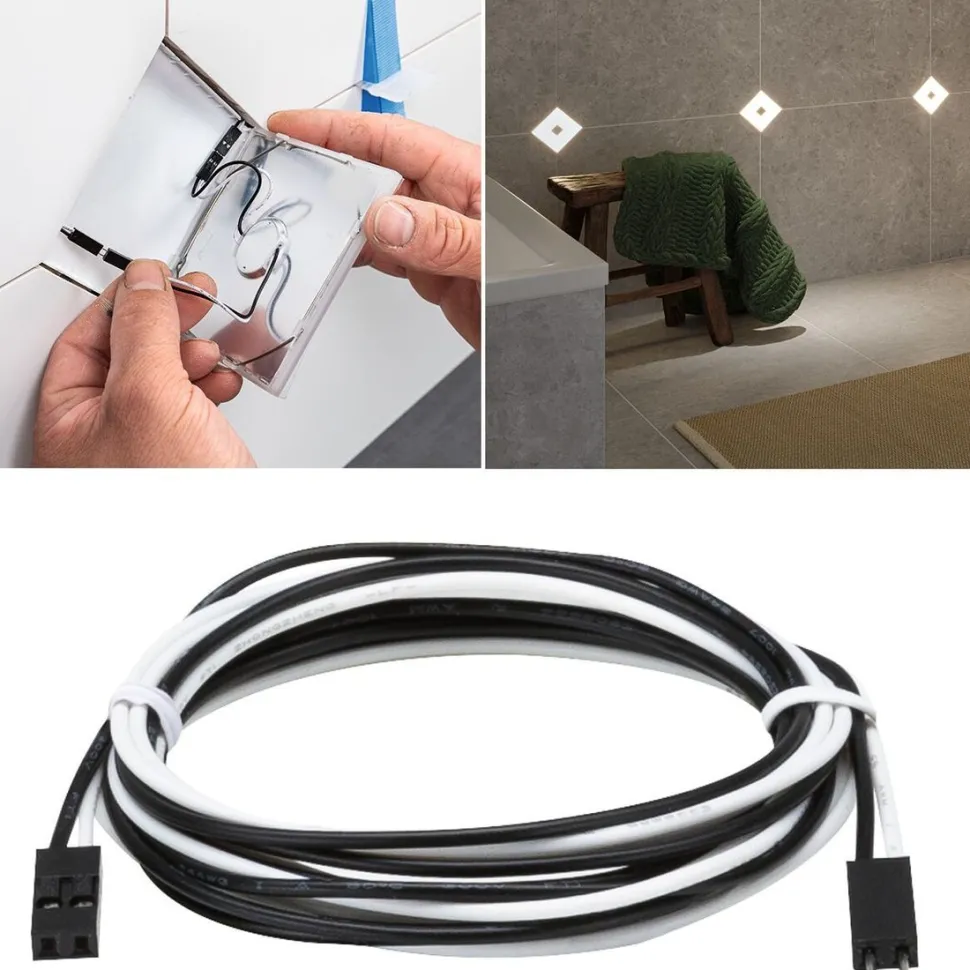 Liitäntäkaapeli Paulmann LumiTiles Square, 12V, musta, eri kokoja