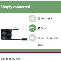 Liitäntäkaapeli Paulmann Plug & Shine ulkovalaistukseen IP68 musta, eri pituuksia