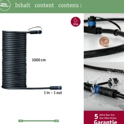 Liitäntäkaapeli Paulmann Plug & Shine ulkovalaistukseen IP68 musta, eri pituuksia