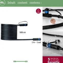Liitäntäkaapeli Paulmann Plug & Shine ulkovalaistukseen IP68 musta, eri pituuksia