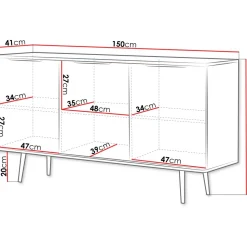 Lipasto Nomla K3D PINELLI PN01, 80x150cm, musta/ruskea