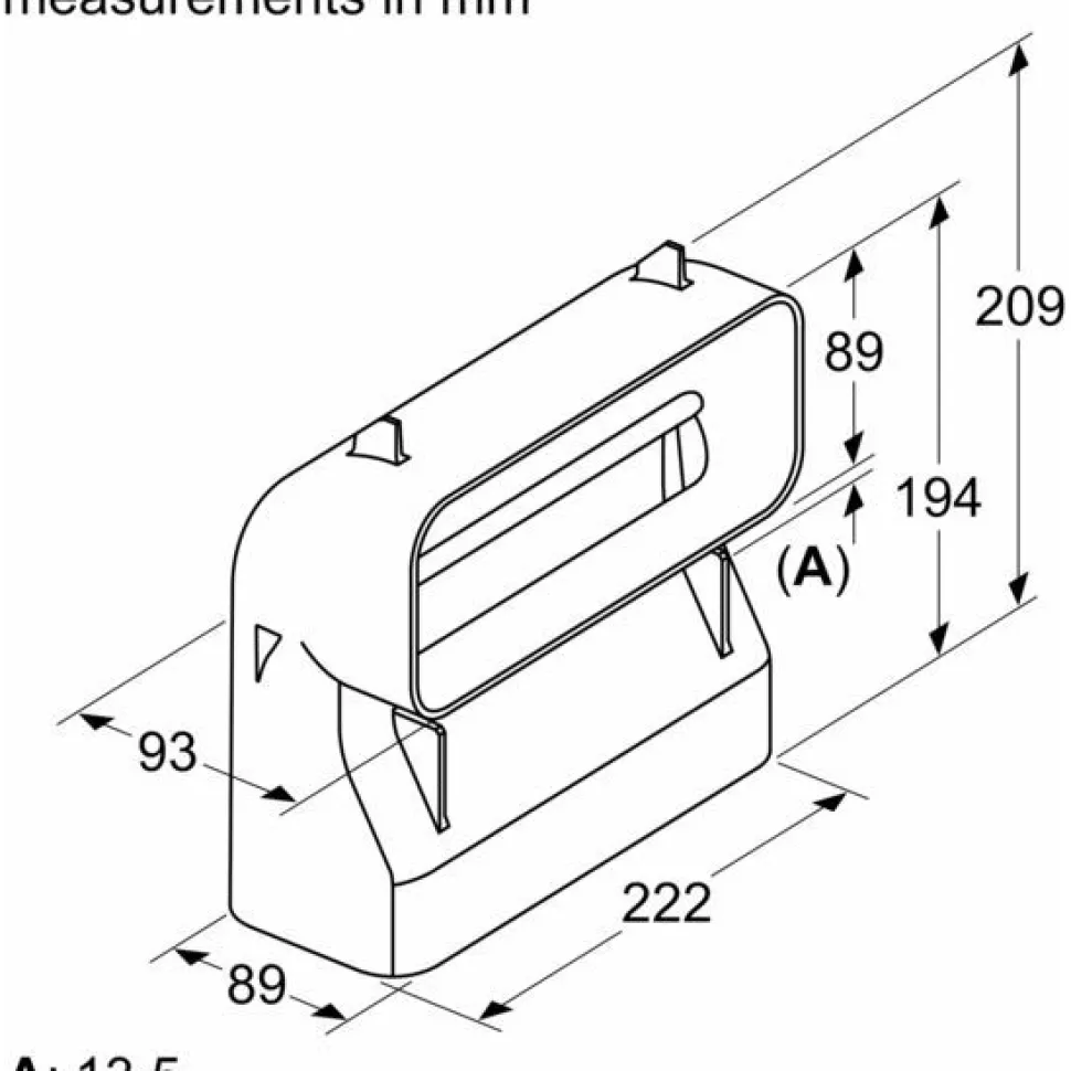 Litteä ilmakanava Bosch HEZ9VDSB4 S 90° pystykulma