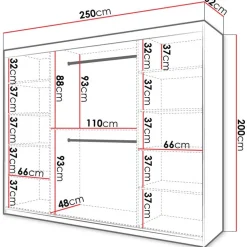 Liukuovivaatekaappi Nomla RIFLO SLIM 1 250, 250x200cm