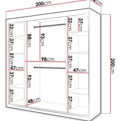 Liukuovivaatekaappi Nomla RIFLO SLIM 2 200, 200x200cm
