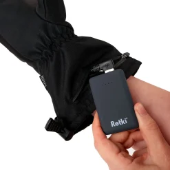 Lämmitettävät rukkaset Retki, 2x5V, 3000mAh, L/XL, musta