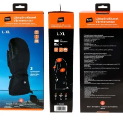 Lämmitettävät rukkaset Retki, 2x5V, 3000mAh, L/XL, musta