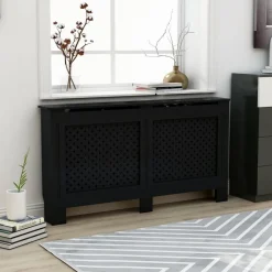 Lämpöpatterin suoja musta 152x19x81 cm mdf