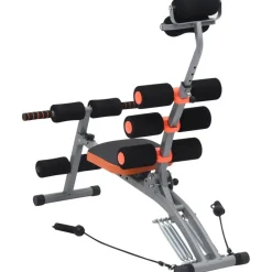 L-muotoinen vatsalihasharjoitin joustavilla naruilla