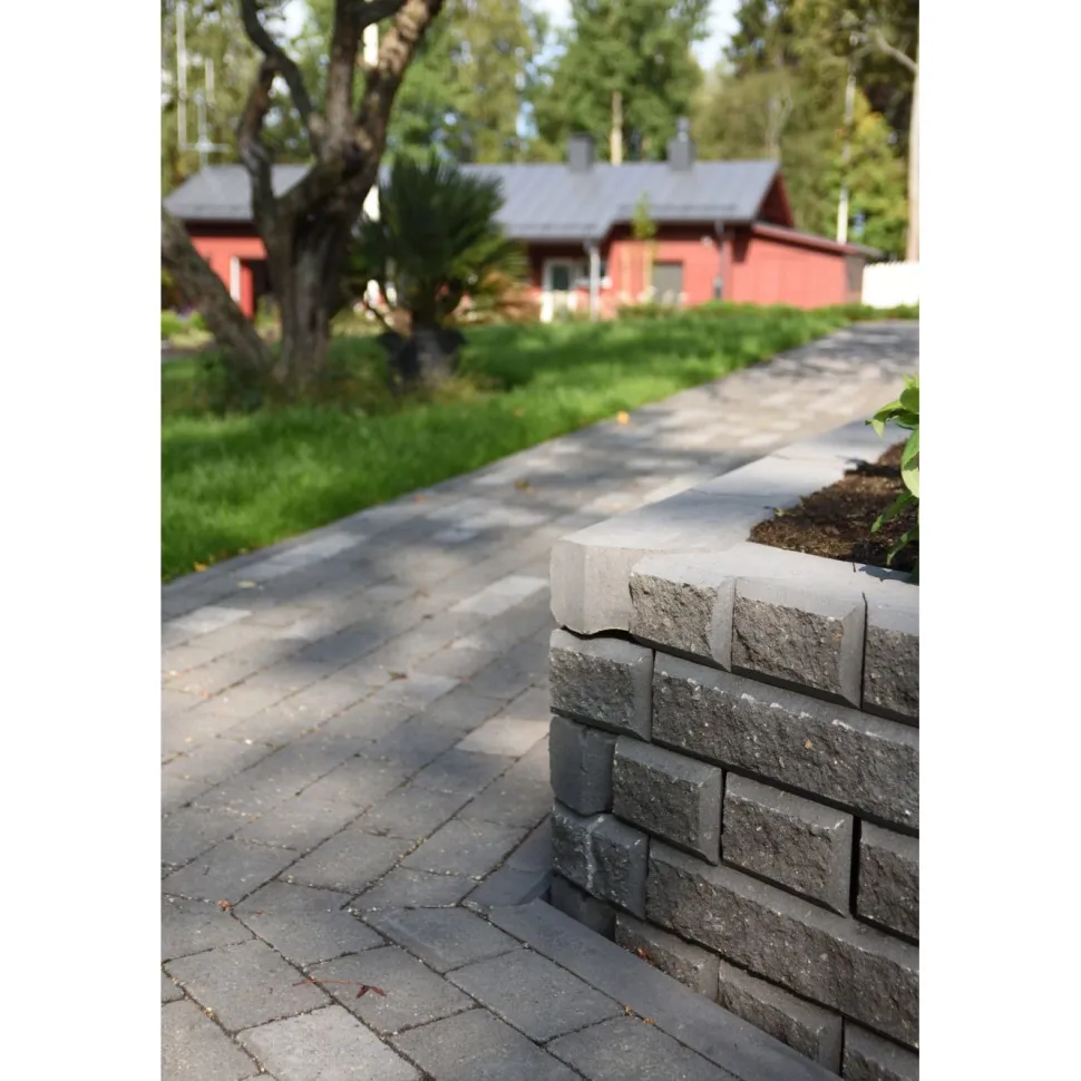 Lohkomuurikivipari Lakka 480x200x100 mm ja 80x200x100 mm harmaa