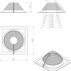 Läpivientitiiviste Vilpe Roofseal, jälkiasennettava, eri kokoja
