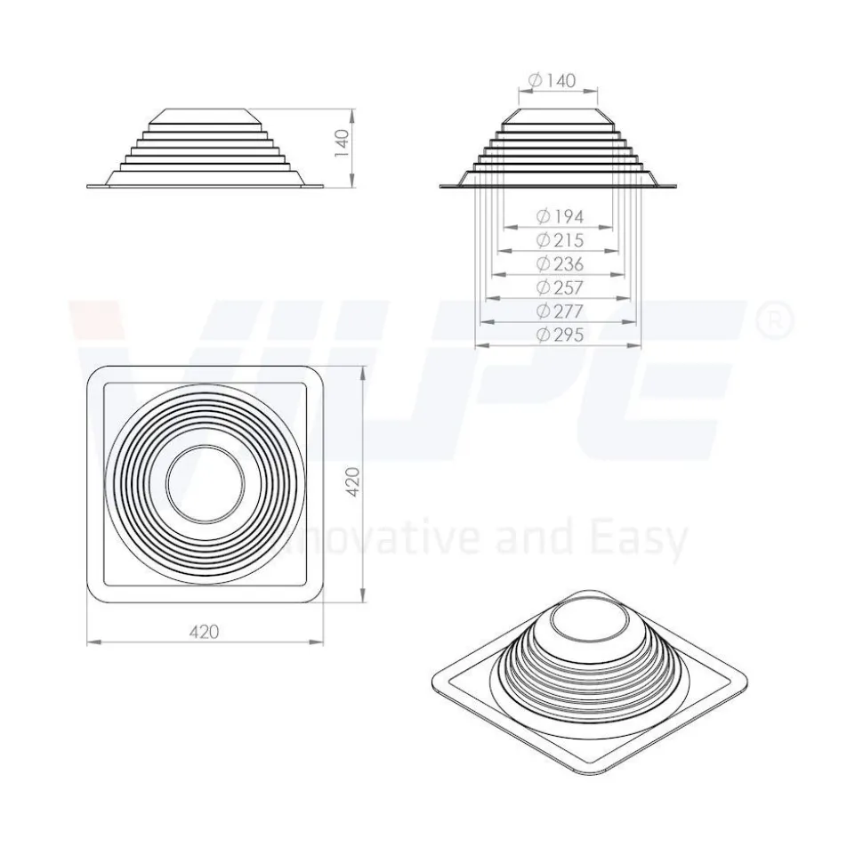 Läpivientitiiviste Vilpe Roofseal, eri kokoja