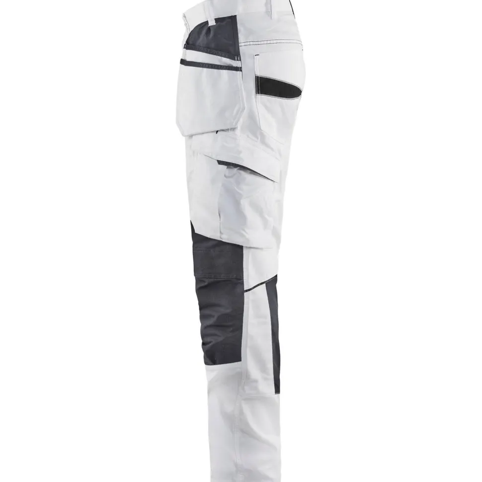 Maalarin riipputaskuhousut Blåkläder 1096 stretch valkoinen/tummanharmaa