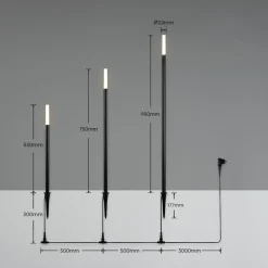 Maapiikkivalaisin LED Trio Stick mattamusta