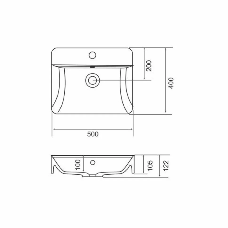Malja-allas Grip Octavia 500x400mm valumarmori valkoinen