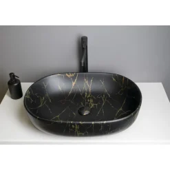 Malja-allas Interia Caleo 60x42cm, musta marmori