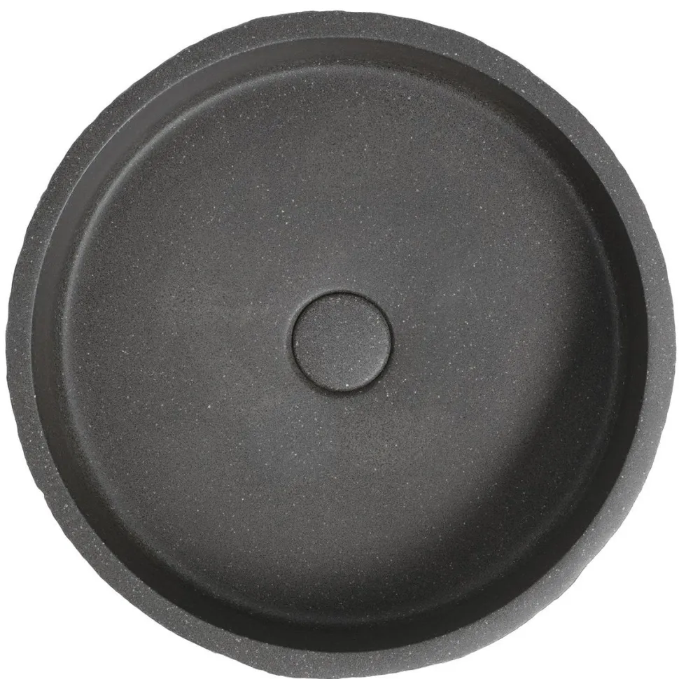 Malja-allas Interia Ispir, 40cm, pohjaventtiili, graniittimusta