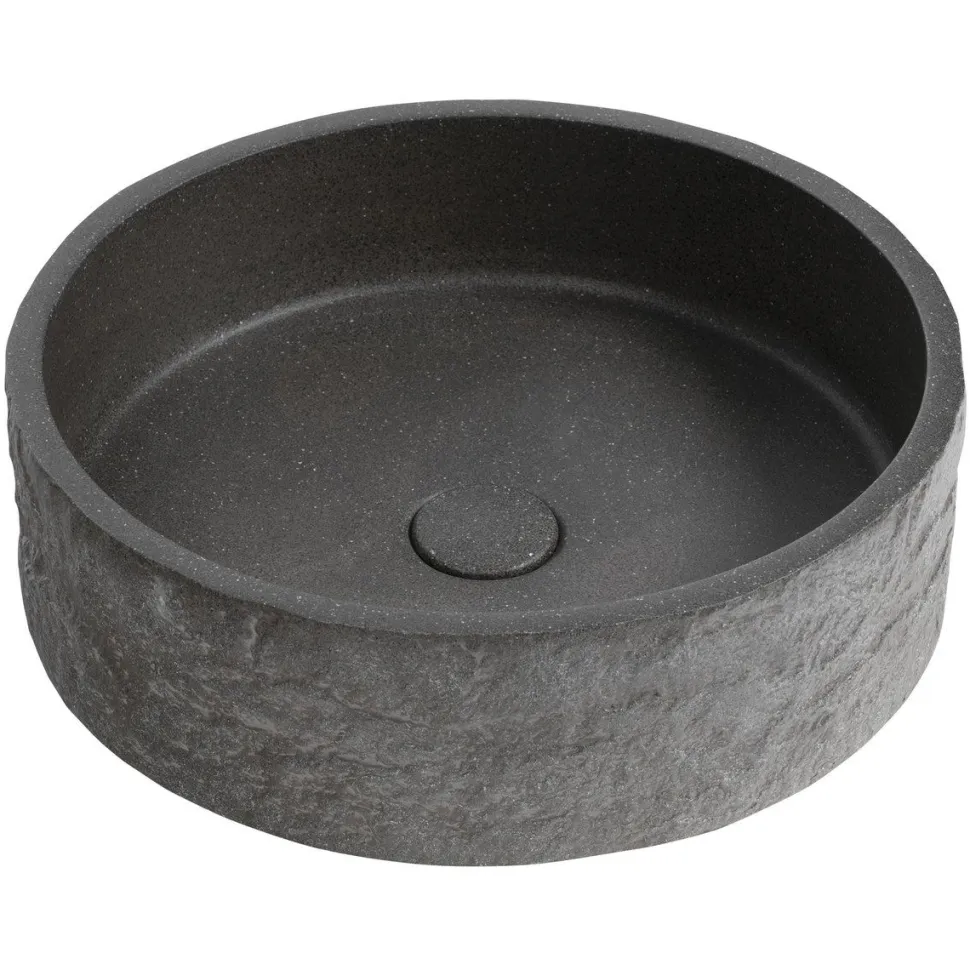 Malja-allas Interia Ispir, 40cm, pohjaventtiili, graniittimusta