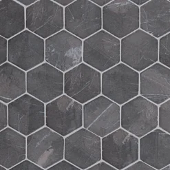 Marmorimosaiikki Qualitystone Hexagon Gray, verkolla, 60 x 60 mm