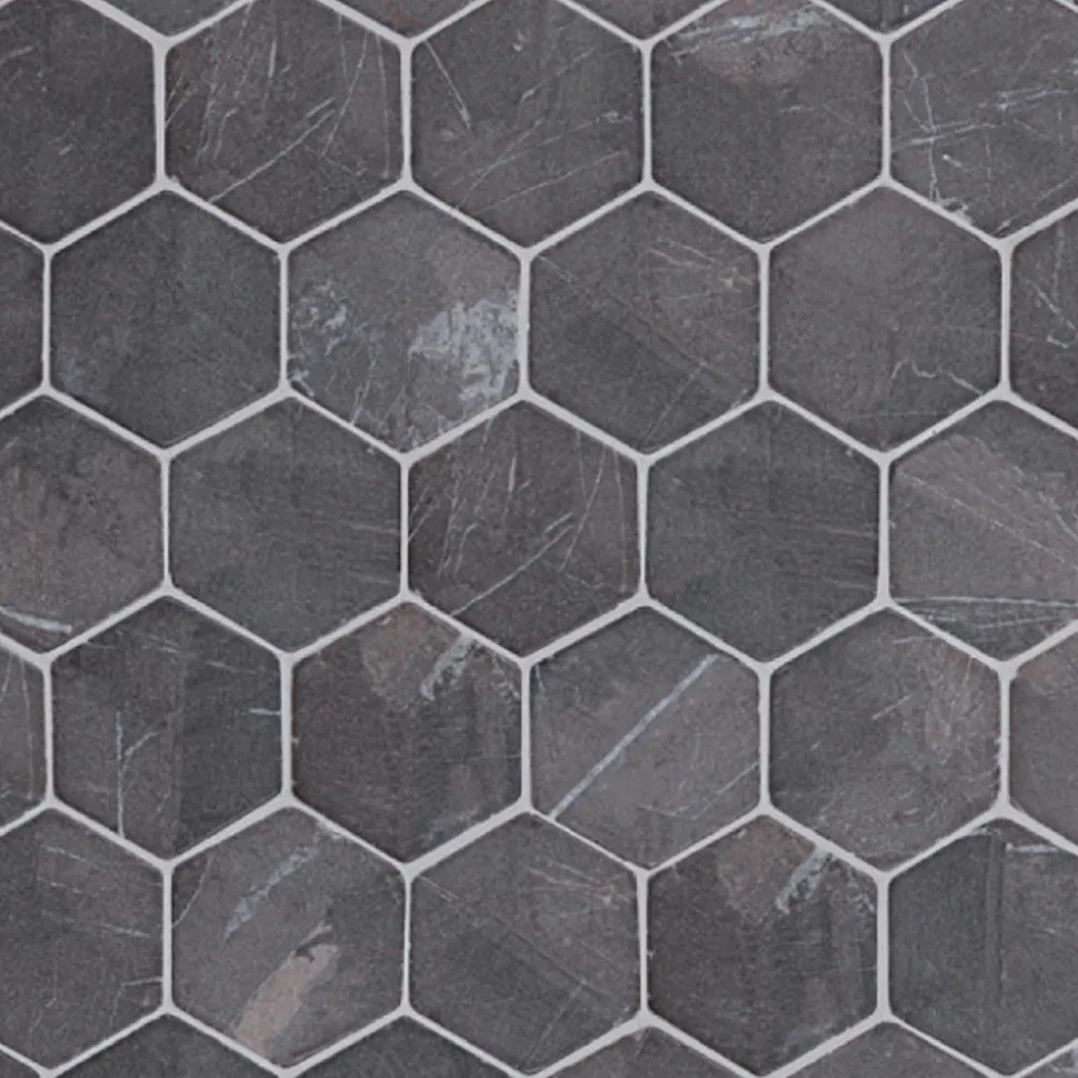Marmorimosaiikki Qualitystone Hexagon Gray, verkolla, 60 x 60 mm