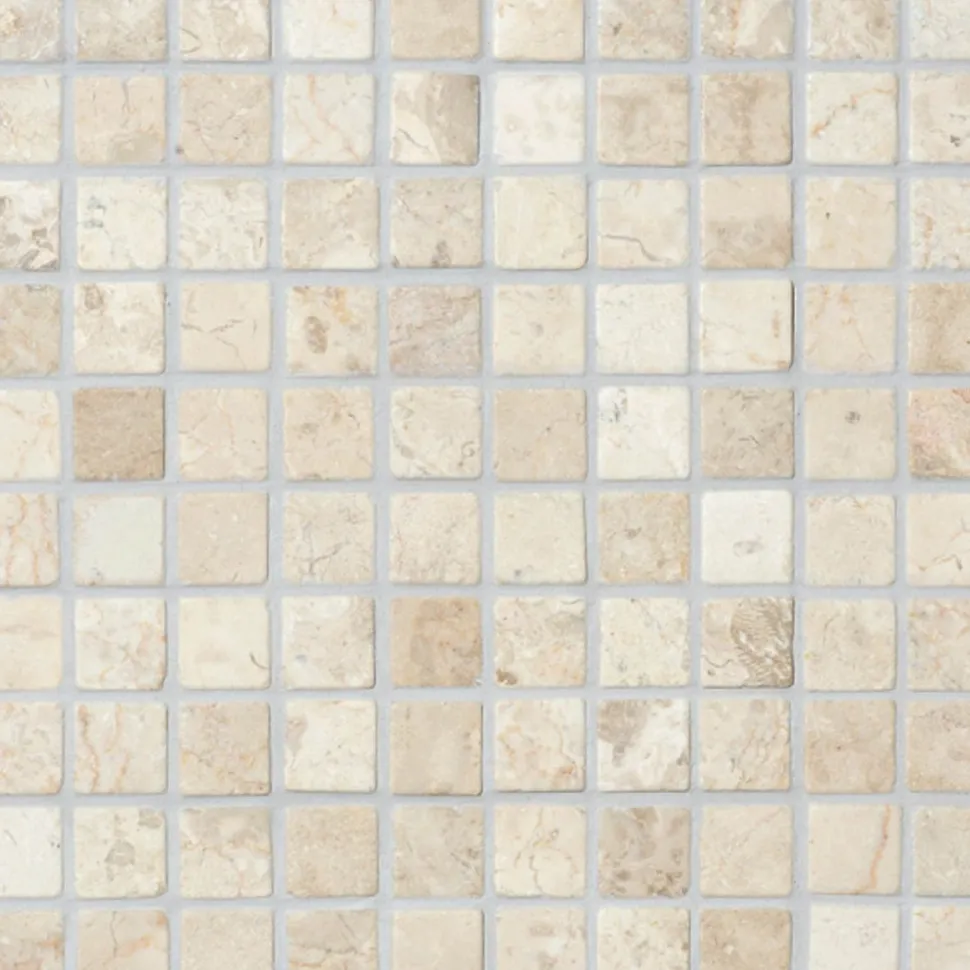 Marmorimosaiikki Qualitystone Square White, verkolla, 30 x 30 mm