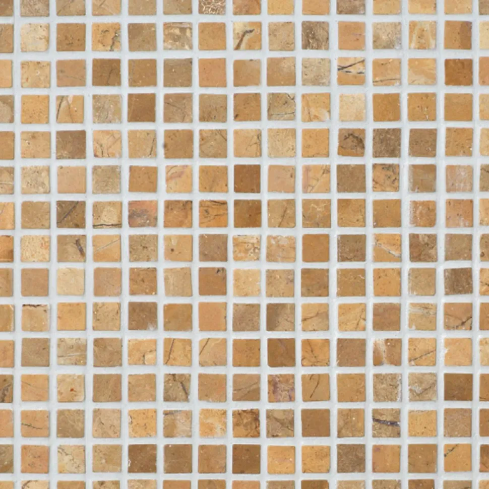 Marmorimosaiikki Qualitystone Square Mustard, verkolla, 20 x 20 mm