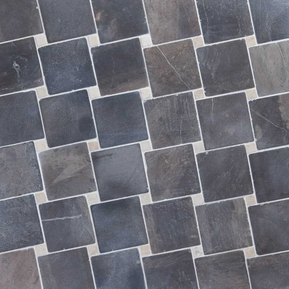 Marmorimosaiikki Qualitystone Diagonal Gray-White, verkolla, 100x100/20x20 mm