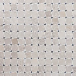 Marmorimosaiikki Qualitystone Diagonal White-Gray, verkolla, 50x50/10x10 mm