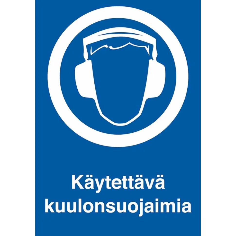 Merkintäkilpi "Käytettävä kuulonsuojaimia", 20x30cm