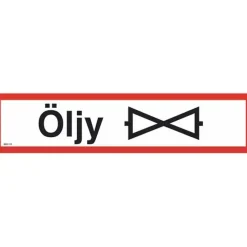 Merkintäkilpi "Öljy + sulkumerkki", 40x10cm