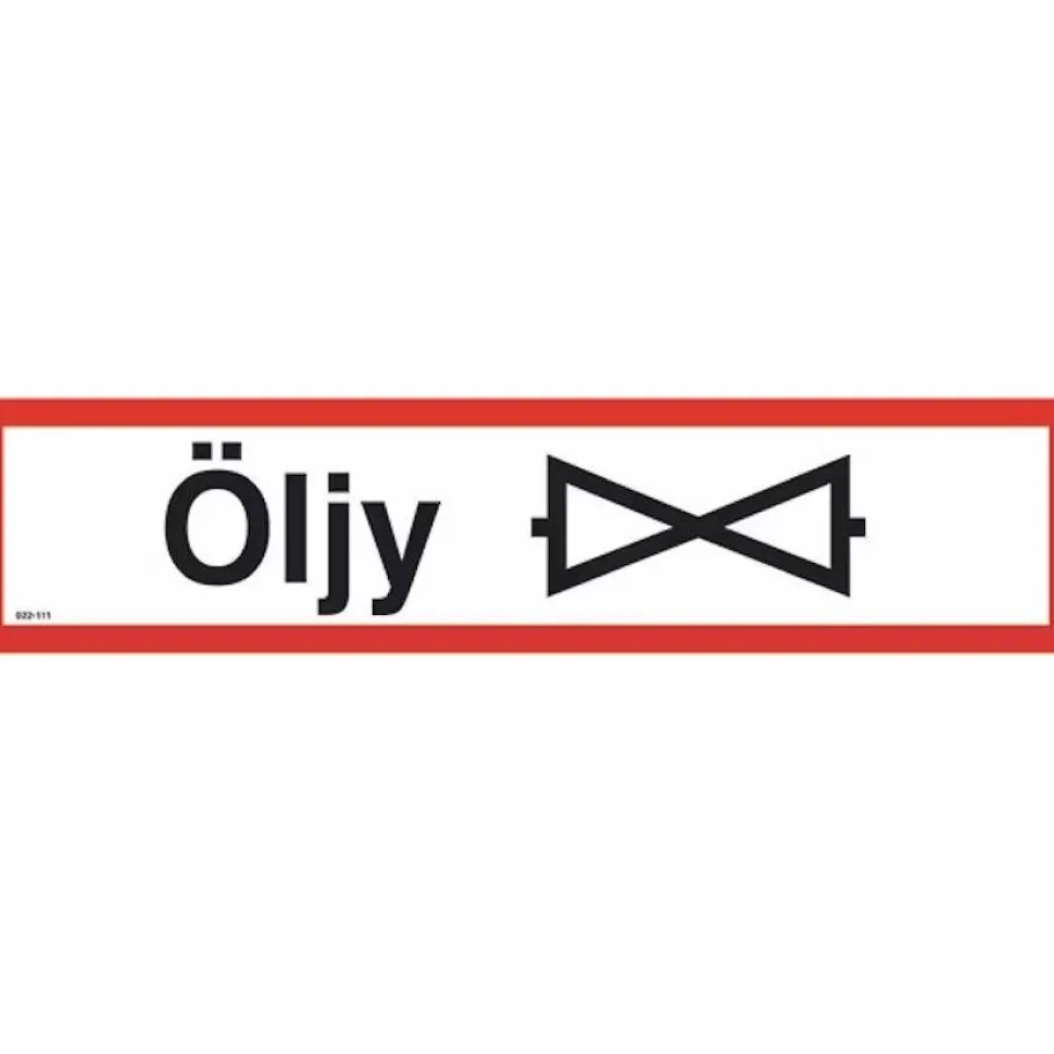 Merkintäkilpi "Öljy + sulkumerkki", 40x10cm