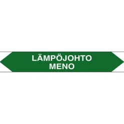 Merkintätarra/putkistotarra "Lämpöjohto meno", 16x2.5cm, 5kpl