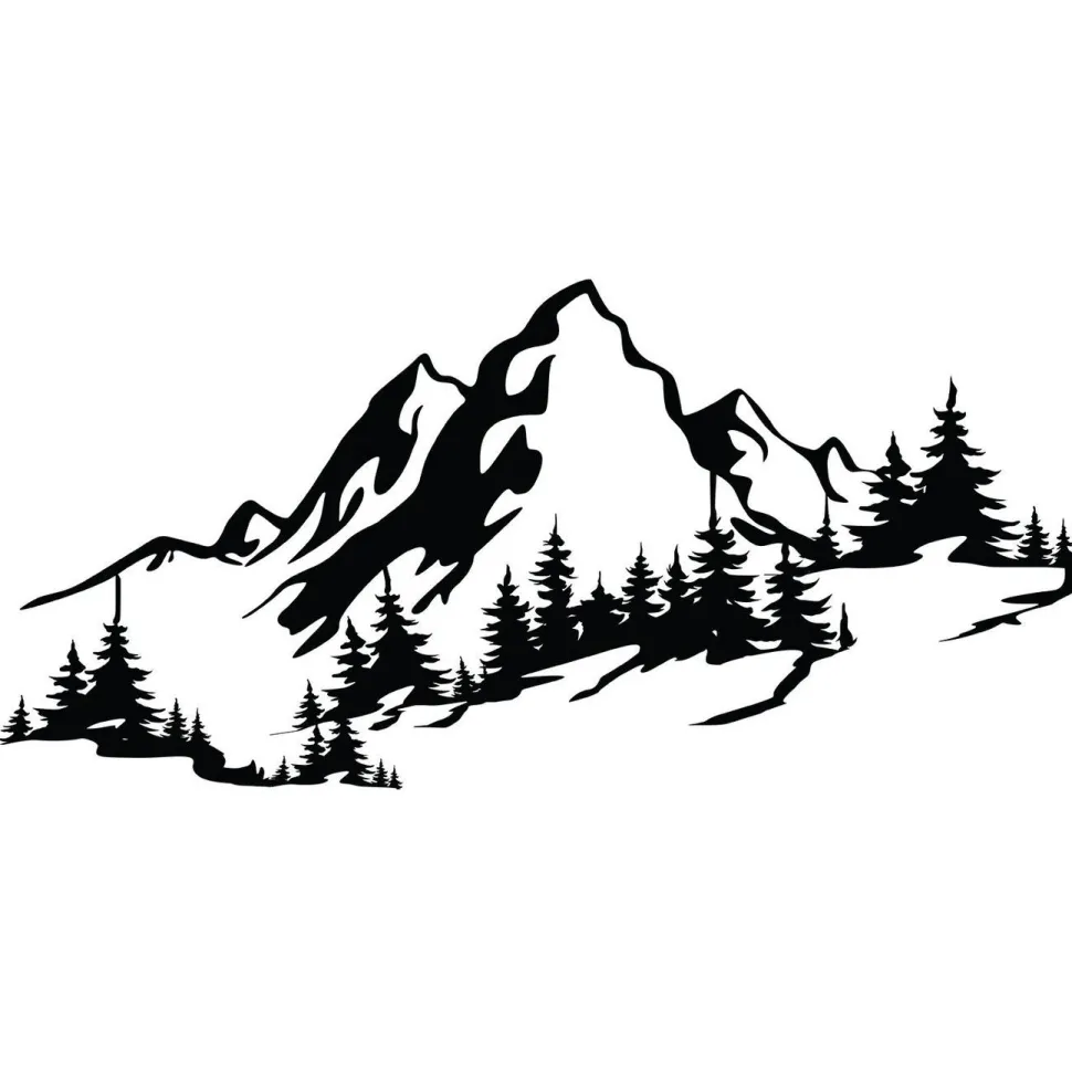 Metallinen seinäkoriste Linento Mountain 3, musta