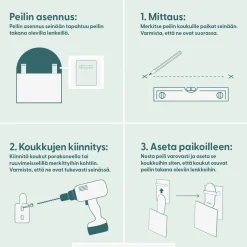 Mittatilauspeili Suomen Lasitehdas, neliskulmainen