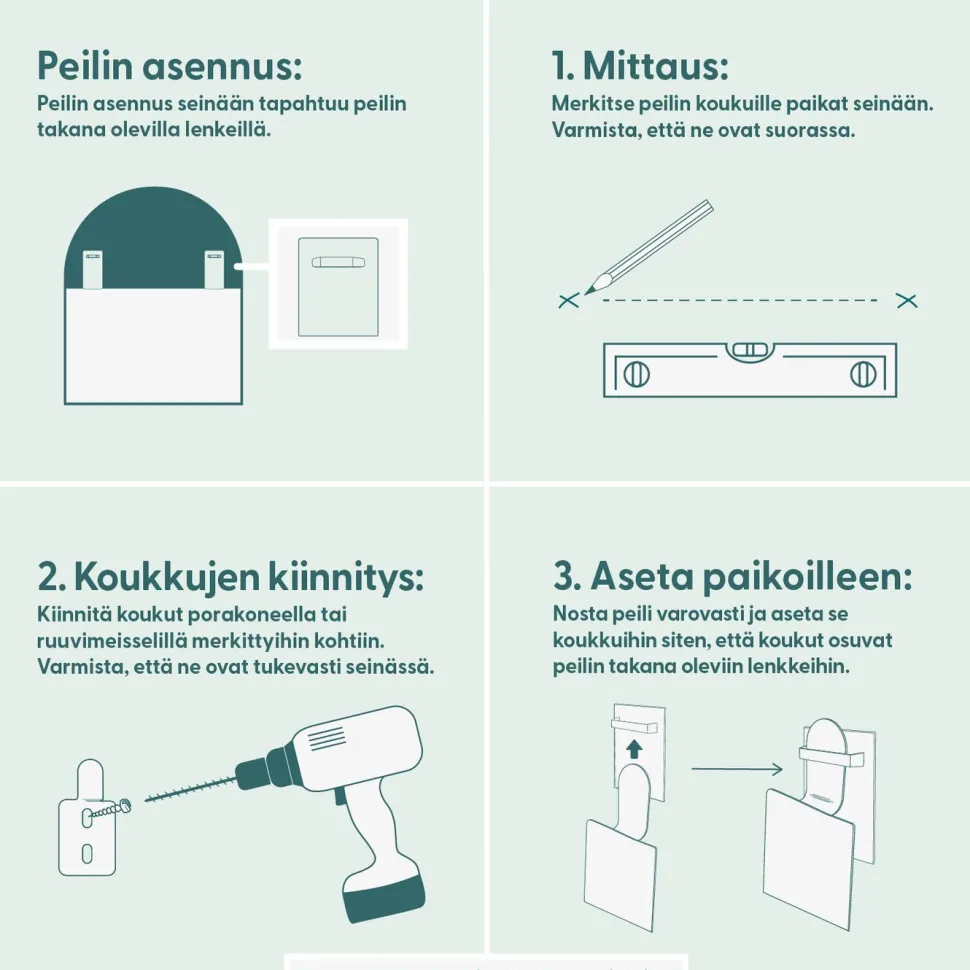 Mittatilauspeili Suomen Lasitehdas, neliskulmainen