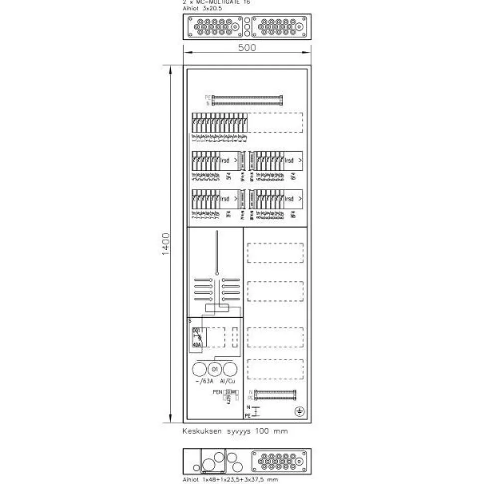 Mittauskeskus uppo/pinta FE UTU Boxer 3436P63 V 35A IP30 FE