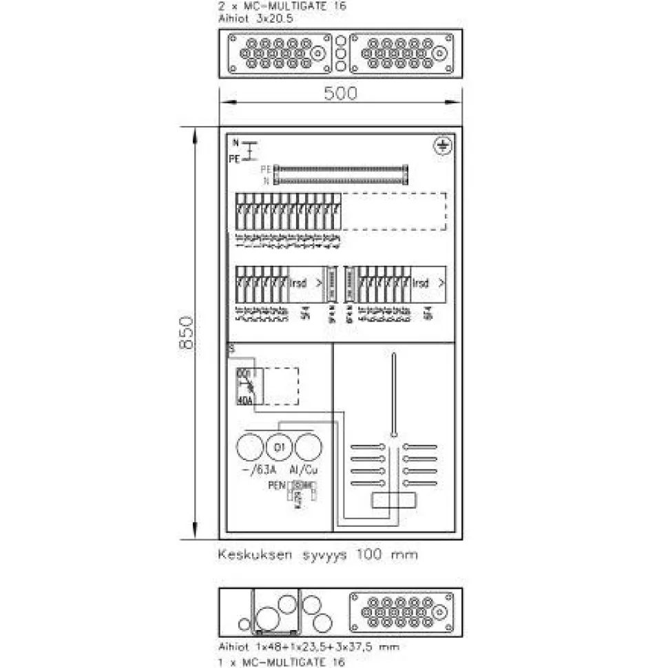 Mittauskeskus uppo/pinta FE UTU Boxer 3424P63 V 35A IP30 FE