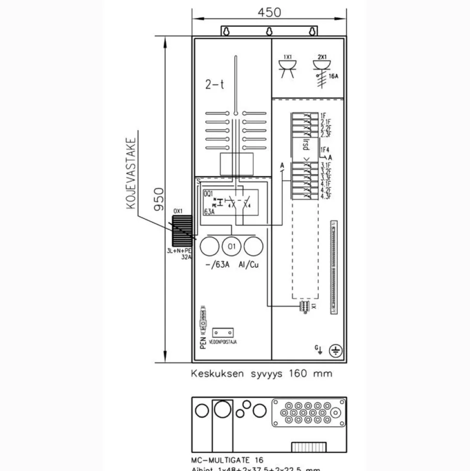 Mittauskeskus varavoima UTU Collie 3806P63 2T+PRG 50A IP34